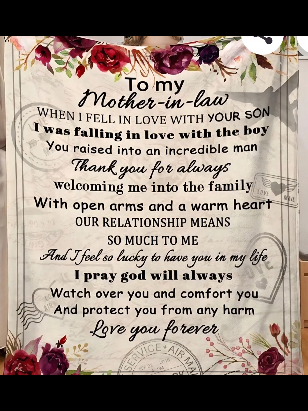 Mother-in-Law Sentiment Canvas - Floral Script